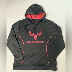 Realtree Hoodie Sweatshirt Womens M Black Pink Camo Antler Logo Pullover Fleece
